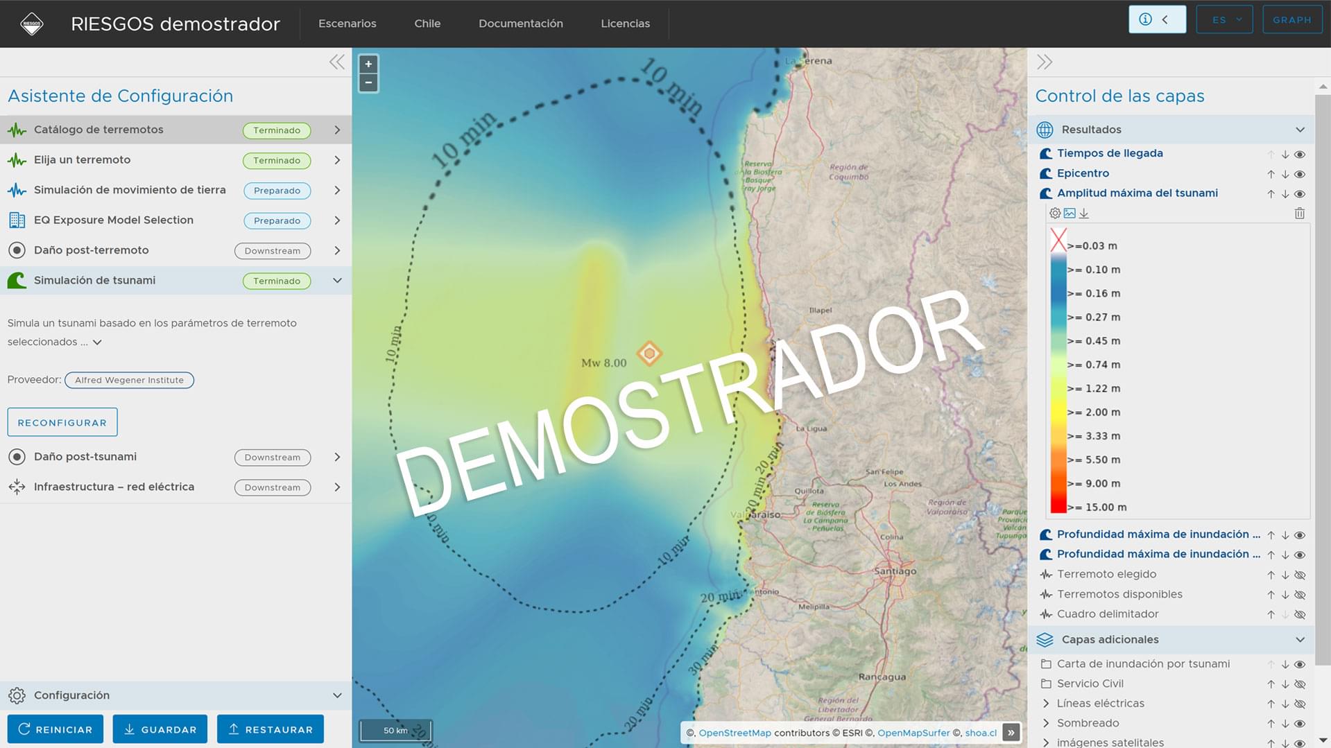 Captura de pantalla del demostrador RIESGOS (derechos de imagen: DLR)